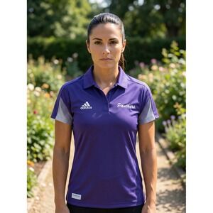 Panthers Adidas Primeblue Polo Shirt Purple Short Sleeve Womens Collared Top